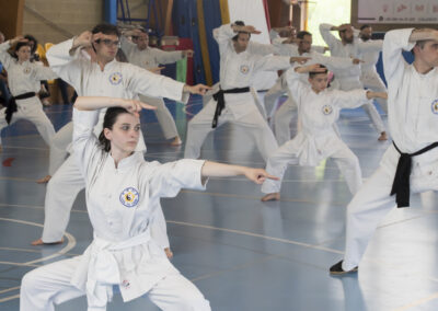 Foto dei praticanti in dimostrazione che fanno il primo pa tua chin Dalla A.S.D. meihua che pratica Kung-fu Chang del M°Chang Dsu Yao. Grazie a un team nutrito di maestri e istruttori offre corsi e eventi di kung-fu tai chi shaolin e chi kung